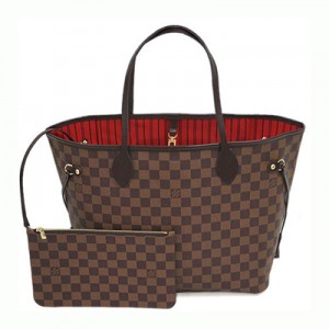 ルイヴィトン バッグ　LOUIS VUITTON　ヴィトン　ダミエ　LV　トートバッグ　ポーチ付き　ネヴァーフルMM　エベヌ　N41358