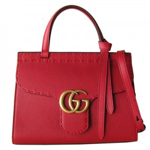 グッチ バッグ レディース 2WAY ショルダーバッグ ハンドバッグ GGマーモント ミニトップハンドルバッグ レッド 442622 A7M0T 6339