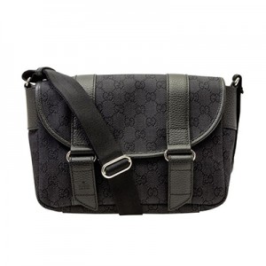 グッチGUCCI 斜めがけショルダーバッグ レディース ブラック GGデニムxレザー 374429f5din1160