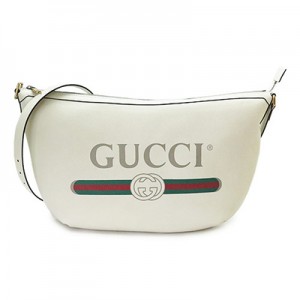 グッチ ショルダーバッグ メンズ  GUCCI ハーフムーン ホーボーバッグ レザー ホワイト 523588 0GCAT 8820​