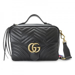グッチ ショルダーバッグ GUCCI  レディース ハンドバッグ スモール GGマーモント レザー ブラック 黒 498100 DTDPT 8975​