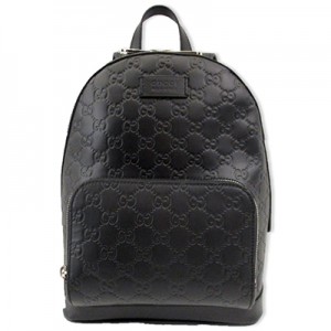 グッチ GUCCI メンズ リュックサック レザー シグネチャー バックパック 黒 406370 CWCQN 1000