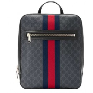 グッチ GUCCI　GGスプリーム バックパック リュックサック PVC レザー 黒 グレー 478324 9C2DN 8847