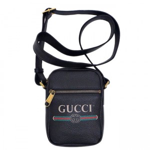 グッチ GUCCI プリントレザーショルダーバッグ ブラック  メンズ レザー 574803 0Y2AT 8163