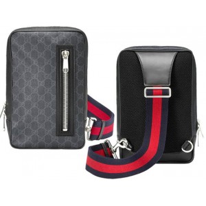 GUCCIグッチ ワンショルダーバッグ ソフト GGスプリーム ベルトバッグ  黒×ダークグレー レザー 478325 K9RRN 1095​