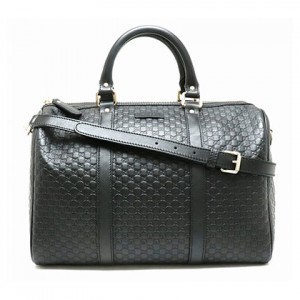 GUCCIグッチ マイクログッチシマ 2WAY ボストンバッグ ハンドバッグ ショルダーバッグ レザー 黒 ブラック アウトレット品 449646 BMJ1G 1000