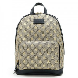 グッチ 【GUCCI】 GGスプリーム キャンバス ビー バックパック ベージュ×ブラックレザー リュックサック デイパック レディース 蜂 ハチ プリント 427042 9N0AG 8319