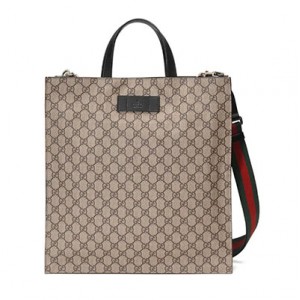 グッチ(Gucci) 456217 ユニセックス GGスプリーム,レザー トートバッグ ベージュ,ブラック 456217K5IAN1000