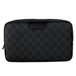 グッチ GUCCI  ポーチ キャンバス×レザー ブラック×グレー 368556-KGDHR-1078