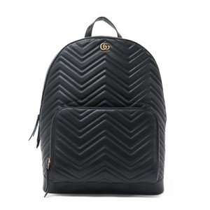 GUCCIグッチ リュックサック GGマーモントロゴ ブラックシェブロンキルティングレザー ナップサック ストラクチャードシェイプ 523405 DTDQT 1000