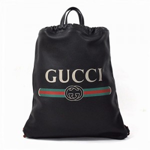 グッチ ハンドバッグ 巾着リュック GG ウエビングライン ドローストリング バックパック ブラック レザー GUCCI レディース メンズ 494053