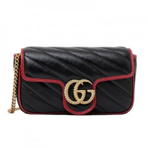 グッチ GUCCI GGマーモント キルティングレザー スーパーミニ ショルダーバッグ ブラック基調 [レディース] 574969 0OLFX 8277