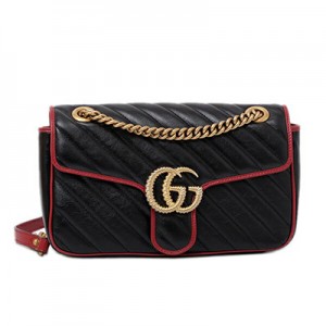 グッチ GUCCI GGマーモント レザー チェーン ショルダーバッグ ブラック基調 [レディース] 443497 0OLFX 8277