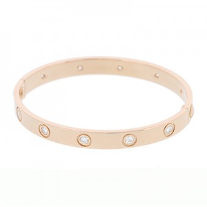 カルティエ ブレスレット ラブブレス フル ダイヤ PG ピンクゴールド 18K バングル B6033197