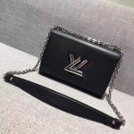 ルイヴィトン LV ツイストMM チェーンショルダーバッグ エピ ノワール ブラック M50282