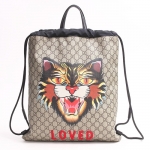 GUCCI グッチ GGスプリーム アングリーキャット バックパック リュックサック カーキベージュ ブラック 黒 マルチカラー 473872 204991