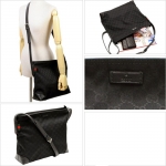 グッチ GUCCI 斜めがけショルダーバッグ メッセンジャーバッグ ス ブラック GGキャンバスxレザー 308930f4csn1060