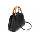 GUCCIグッチトートバッグ ニムフェア スモール レザー トートバッグ 黒×ブラウン レザー×ウッド 453767​