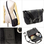 グッチGUCCI 斜めがけショルダーバッグ レディース ブラック GGデニムxレザー 374429f5din1160
