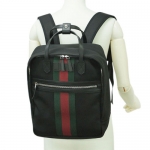 グッチ バッグ  GUCCI バックパック リュックサック パラナ ブラック ウェビング レッドxグリーン アウトレット 495558-1060​