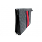 GUCCIグッチ セカンドバッグ  GG柄  黒×レッド PVC(塩化ビニール)×レザー 475316 KHN4C 1095​