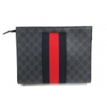 GUCCIグッチ セカンドバッグ  GG柄  黒×レッド PVC(塩化ビニール)×レザー 475316 KHN4C 1095​