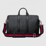 GUCCIグッチ GGスプリーム キャリー オン ダッフルバッグ 2WAY ハンドバッグ ボストンバッグ 旅行カバン トラベルバッグ ブラック 黒 レザー 474131