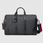 GUCCIグッチ GGスプリーム キャリー オン ダッフルバッグ 2WAY ハンドバッグ ボストンバッグ 旅行カバン トラベルバッグ ブラック 黒 レザー 474131