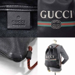 グッチ ハンドバッグ 巾着リュック GG ウエビングライン ドローストリング バックパック ブラック レザー GUCCI レディース メンズ 494053