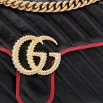 グッチ GUCCI GGマーモント レザー チェーン ショルダーバッグ ブラック基調 [レディース] 443497 0OLFX 8277