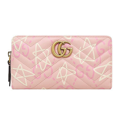 グッチ  GUCCI ゴースト GHOST GGマーモント キルティング レザー ウォレット ラウンドファスナー 長財布 ピンク [レディース] 448087 DSSCJ 5966