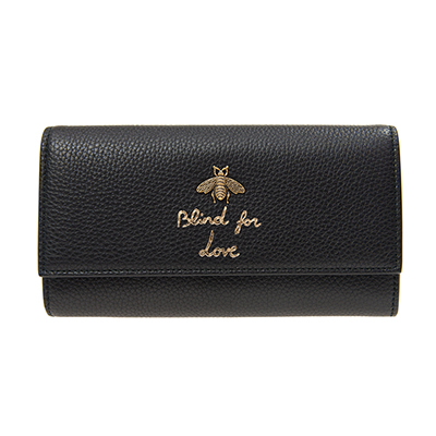 グッチGUCCI   Beeパーツ レザー 二つ折り長財布 レディース 454070 A7M0T 1000