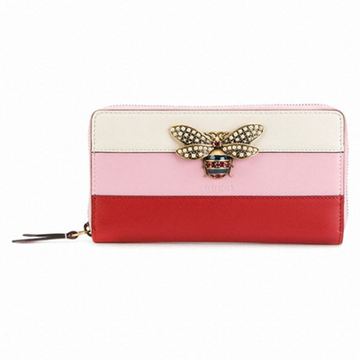 グッチ GUCCI クイーンマーガレット レザー ウォレット ラウンドファスナー 長財布 レッド×アイボリー×ピンク [レディース] 476069 DYWPT 8057