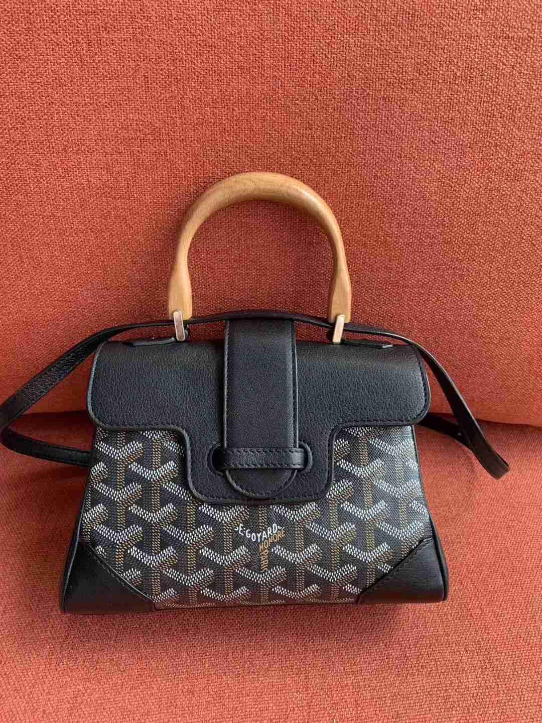 ゴヤール  サイゴン ミニ ハンドバッグ 2WAY ショルダー 黒 レア ヘリンボーン レディース GOYARD SAIGON MINI G2020676