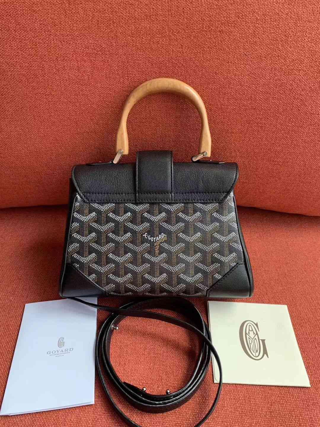 ゴヤール  サイゴン ミニ ハンドバッグ 2WAY ショルダー 黒 レア ヘリンボーン レディース GOYARD SAIGON MINI G2020676