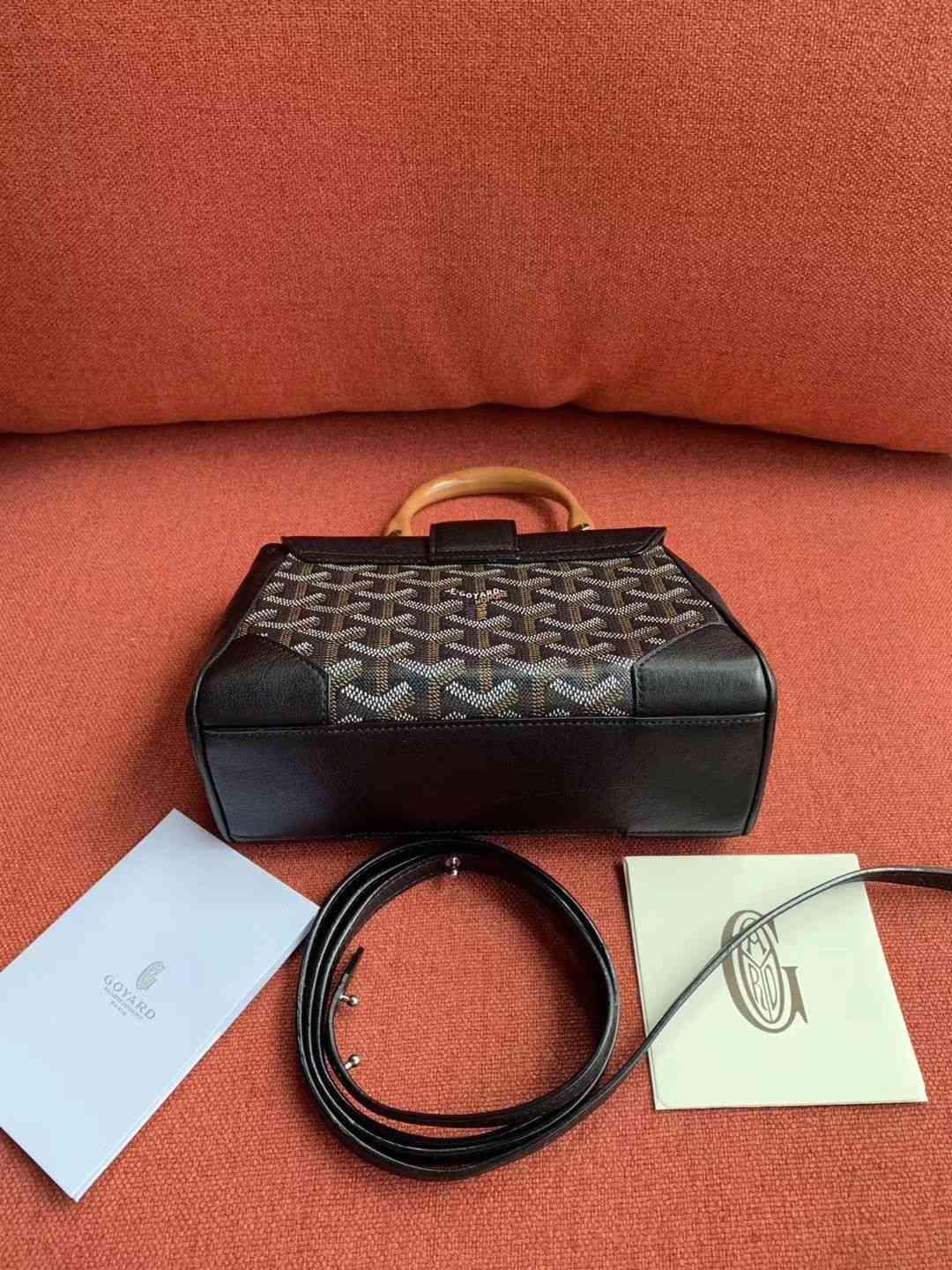 ゴヤール  サイゴン ミニ ハンドバッグ 2WAY ショルダー 黒 レア ヘリンボーン レディース GOYARD SAIGON MINI G2020676