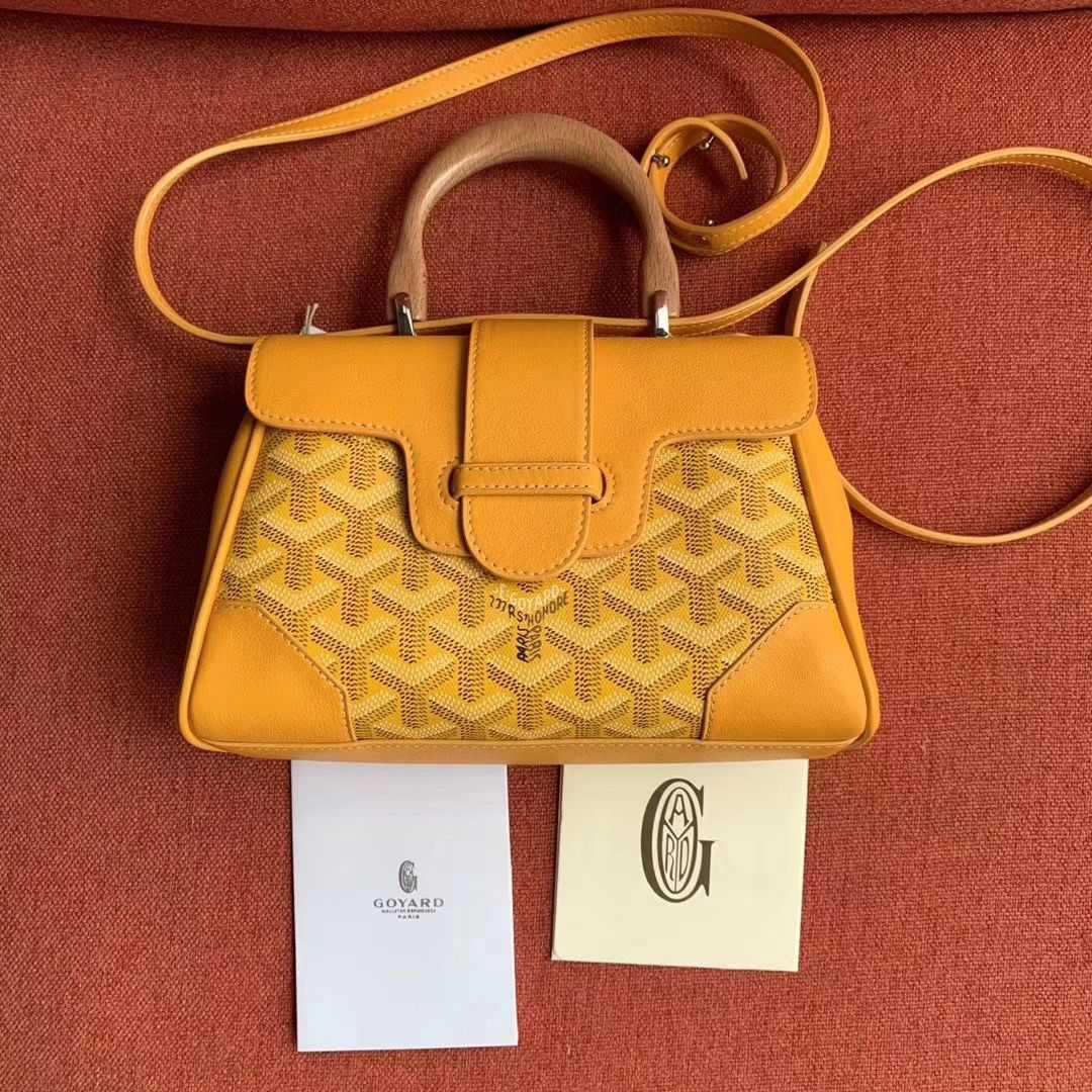ゴヤール  サイゴン ミニ ハンドバッグ 2WAY ショルダー 黄 レア ヘリンボーン レディース GOYARD SAIGON MINI G2020679