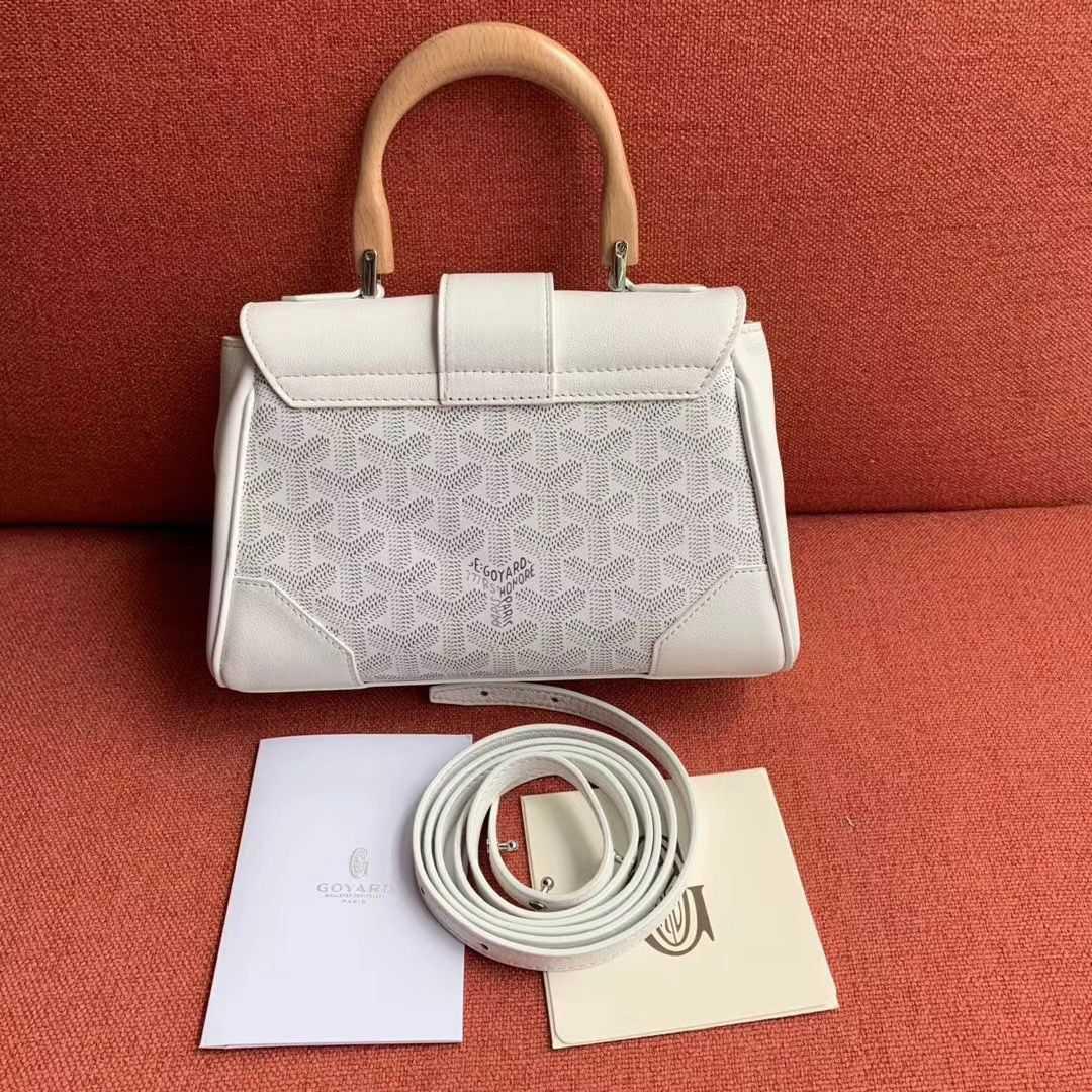 ゴヤール  サイゴン ミニ ハンドバッグ 2WAY ショルダー 白 レア ヘリンボーン レディース GOYARD SAIGON MINI G2020682