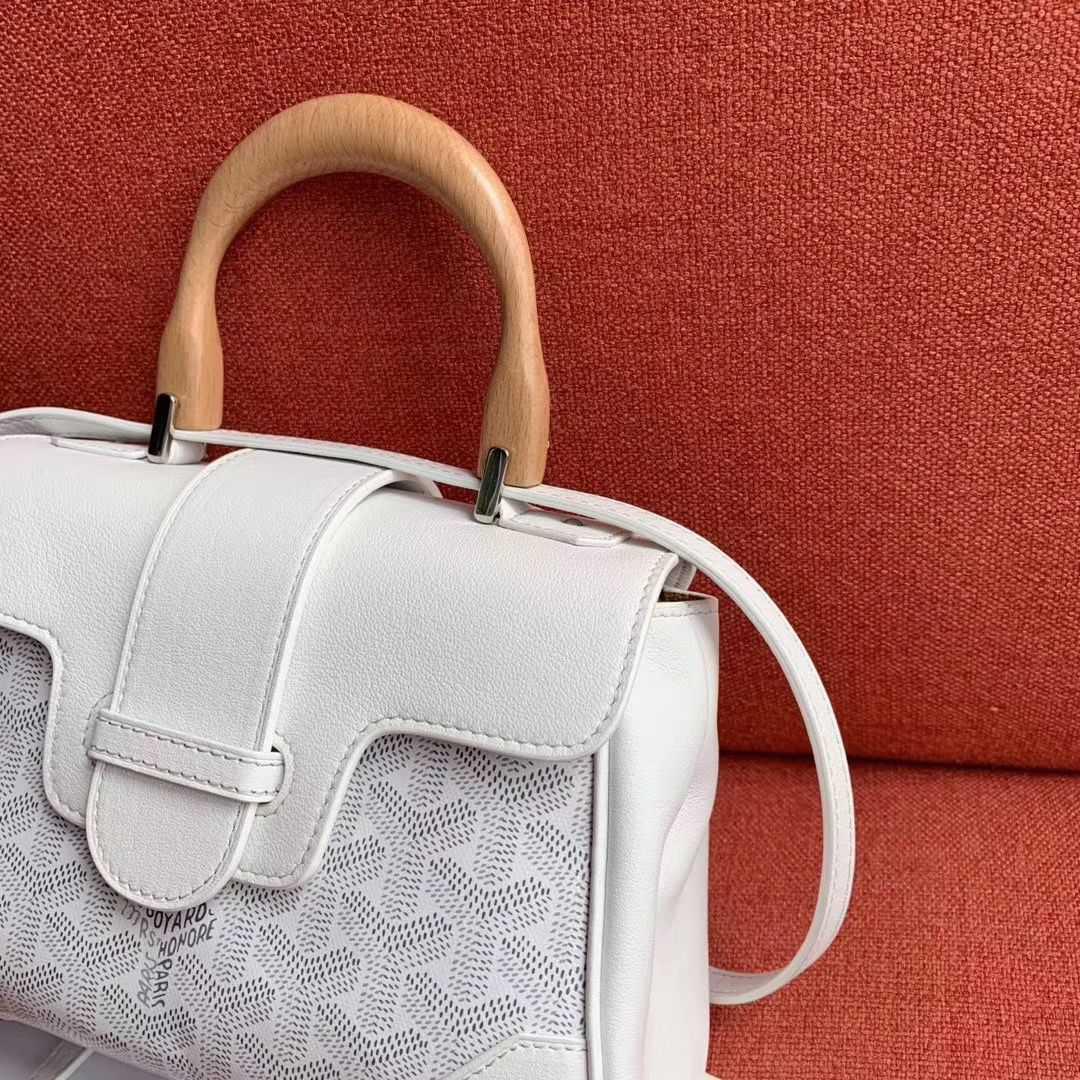 ゴヤール  サイゴン ミニ ハンドバッグ 2WAY ショルダー 白 レア ヘリンボーン レディース GOYARD SAIGON MINI G2020682