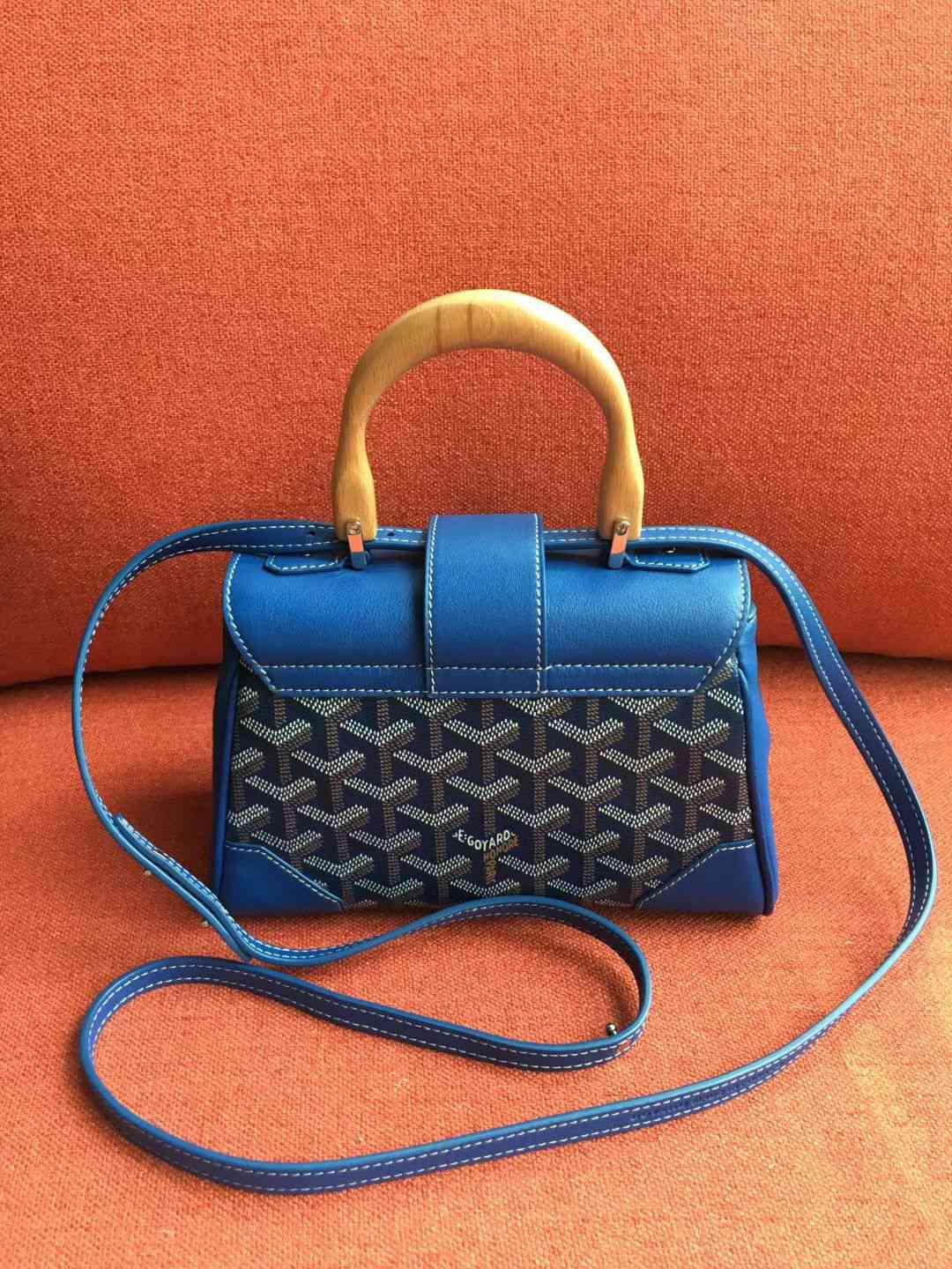 ゴヤール  サイゴン ミニ ハンドバッグ 2WAY ショルダー 青 レア ヘリンボーン レディース GOYARD SAIGON MINI G2020683