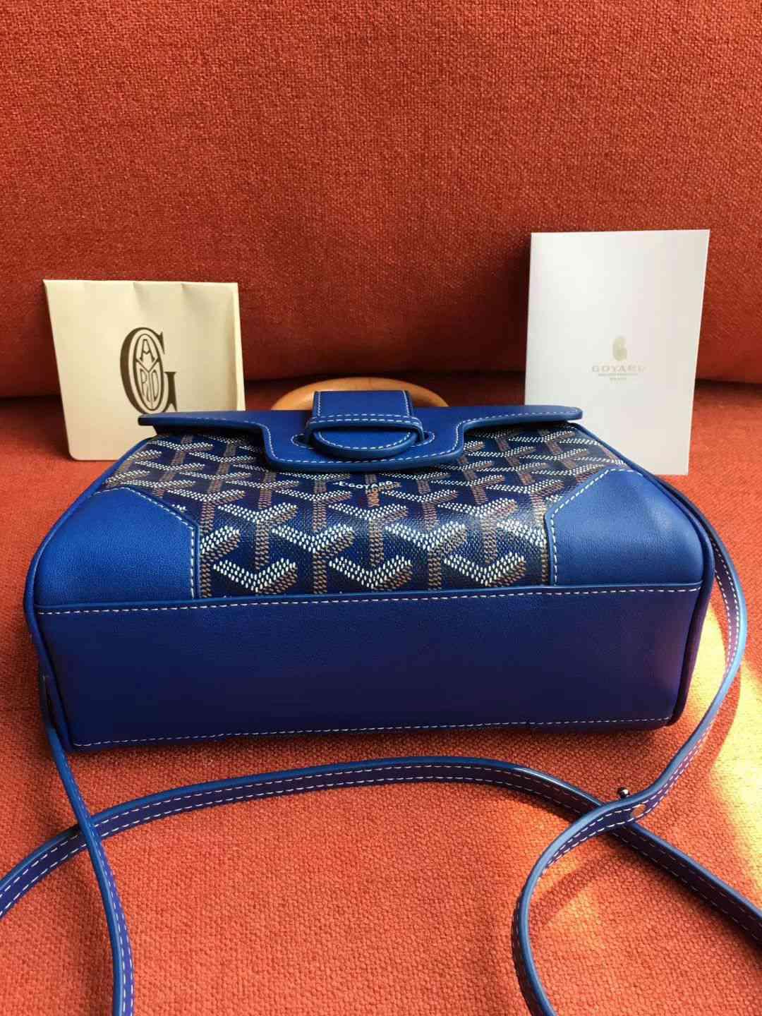 ゴヤール  サイゴン ミニ ハンドバッグ 2WAY ショルダー 青 レア ヘリンボーン レディース GOYARD SAIGON MINI G2020683