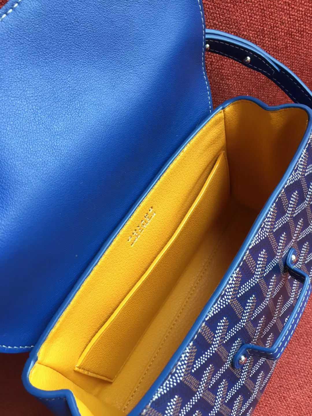 ゴヤール  サイゴン ミニ ハンドバッグ 2WAY ショルダー 青 レア ヘリンボーン レディース GOYARD SAIGON MINI G2020683