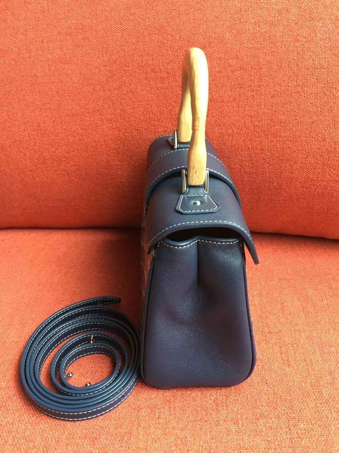 ゴヤール  サイゴン ミニ ハンドバッグ 2WAY ショルダー ダークブルー レア ヘリンボーン レディース GOYARD SAIGON MINI G2020684