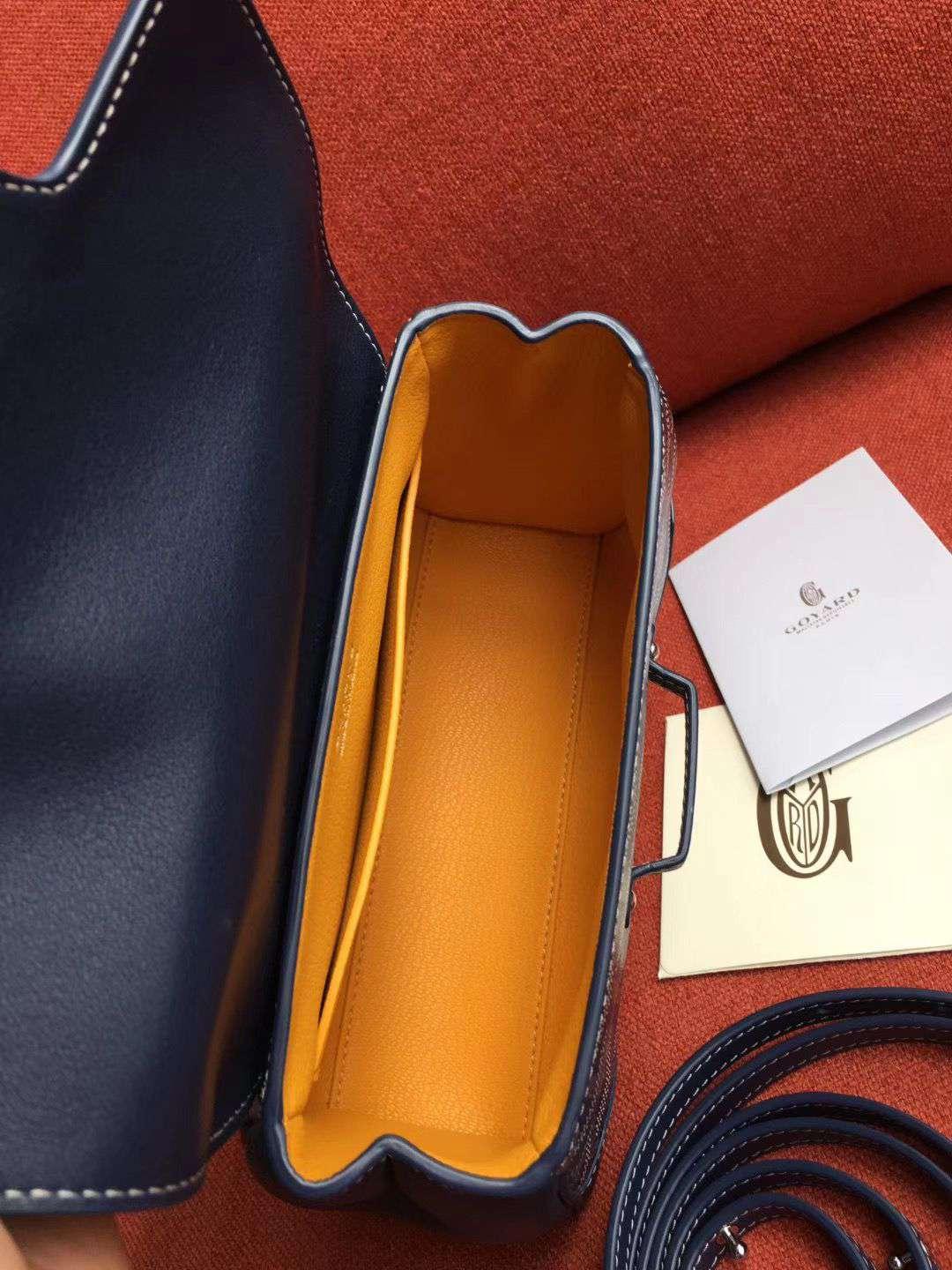 ゴヤール  サイゴン ミニ ハンドバッグ 2WAY ショルダー ダークブルー レア ヘリンボーン レディース GOYARD SAIGON MINI G2020684