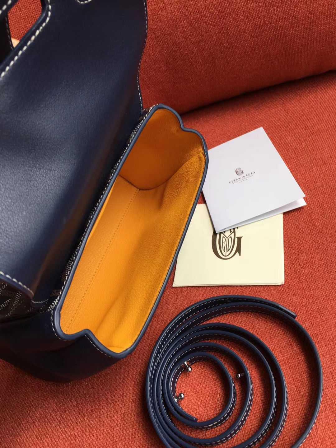 ゴヤール  サイゴン ミニ ハンドバッグ 2WAY ショルダー ダークブルー レア ヘリンボーン レディース GOYARD SAIGON MINI G2020684