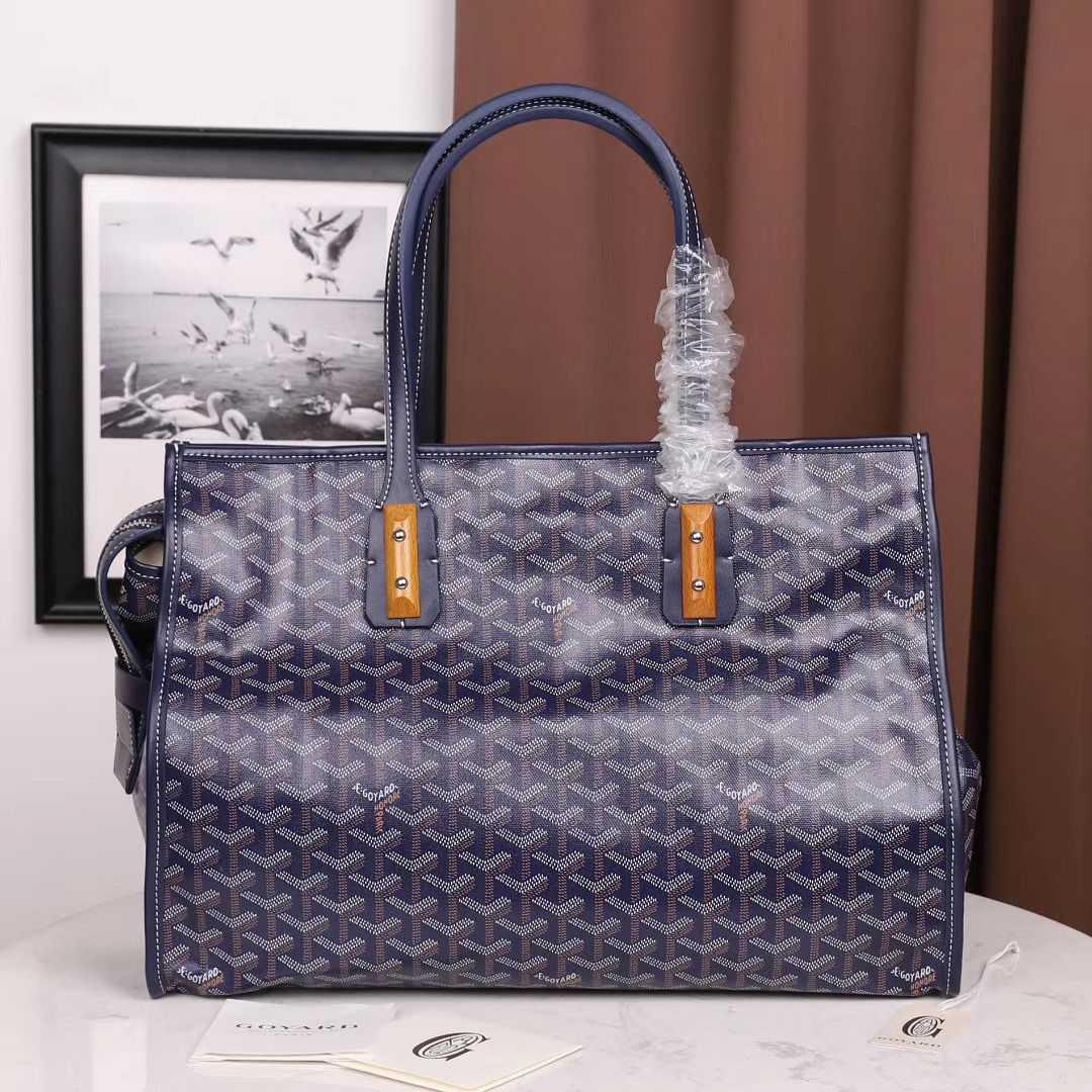 ゴヤール goyard ゴマルキーズ　トートバッグ　PVC×カーフ マリンブルー ショルダーバッグ　ハンドバッグ G2020692