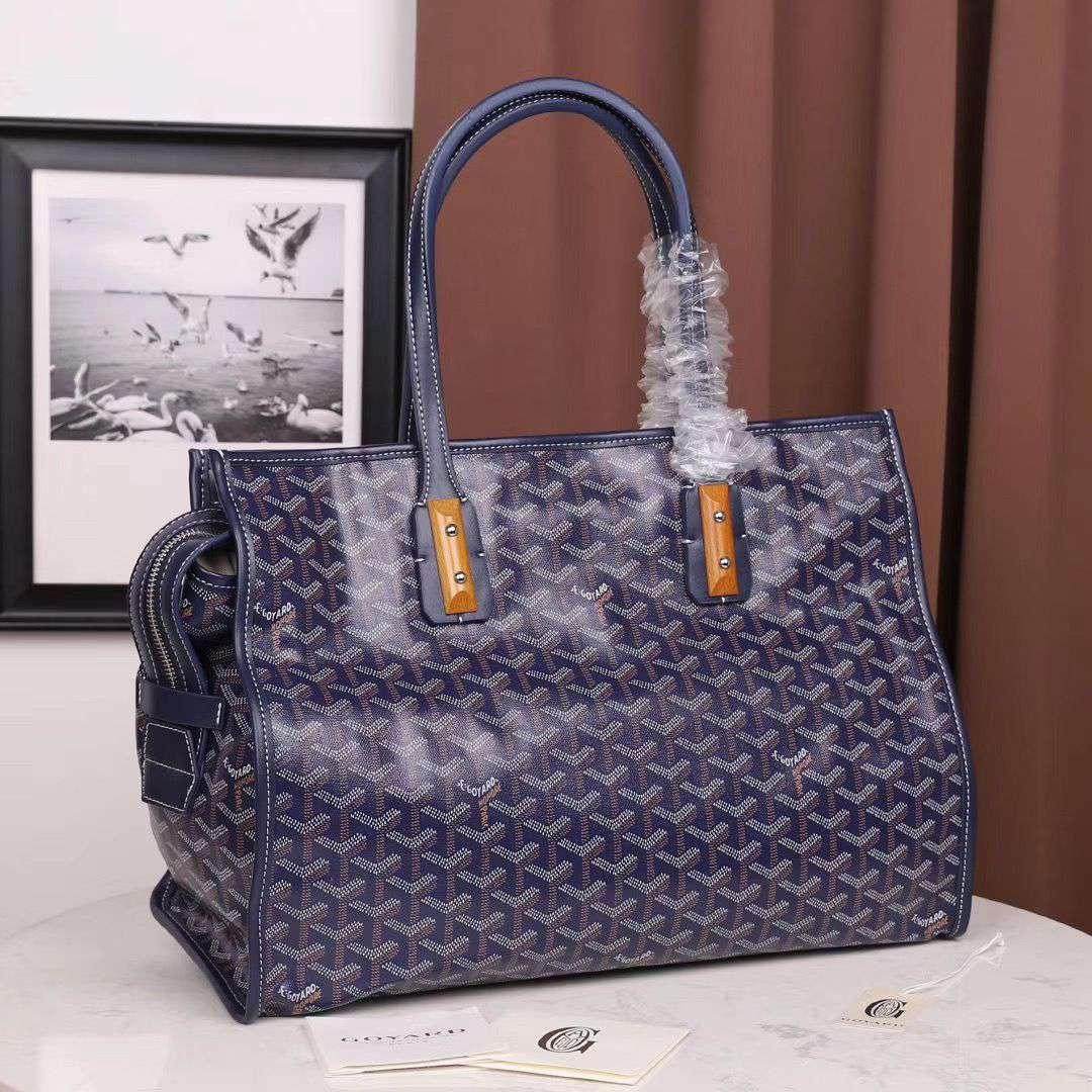 ゴヤール goyard ゴマルキーズ　トートバッグ　PVC×カーフ マリンブルー ショルダーバッグ　ハンドバッグ G2020692