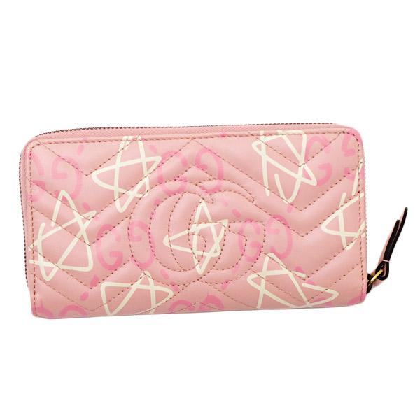 グッチ  GUCCI ゴースト GHOST GGマーモント キルティング レザー ウォレット ラウンドファスナー 長財布 ピンク [レディース] 448087 DSSCJ 5966