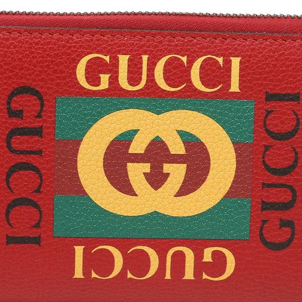 グッチ GUCCI グッチプリント レザー ラウンドファスナー長財布 ロゴ×レッド [レディース] 496317 0GDAT 6461