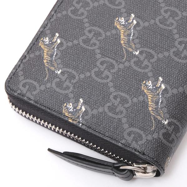 グッチ GUCCI タイガー プリント GGスプリーム ラウンドファスナー 長財布 ブラック×グレー [メンズ] 575135 G2BAN 1087